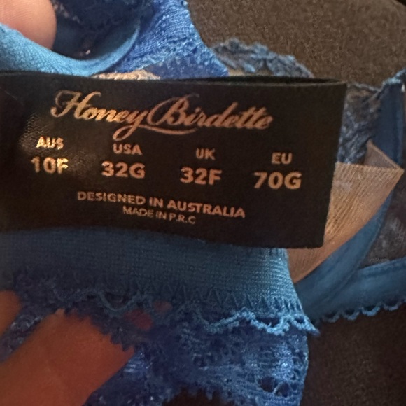 Honey Birdette Cobalt Blue Laura Set 32G bra XS thong - Picture 5 of 6